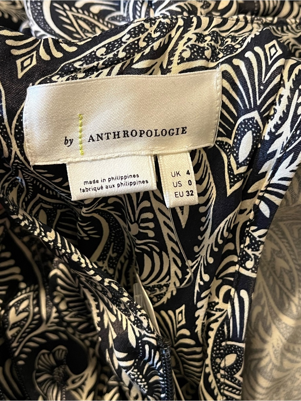 Anthropologie Black & White Paisley-Print V-Neck Tie-Waist Jumpsuit - Picture 7 of 11